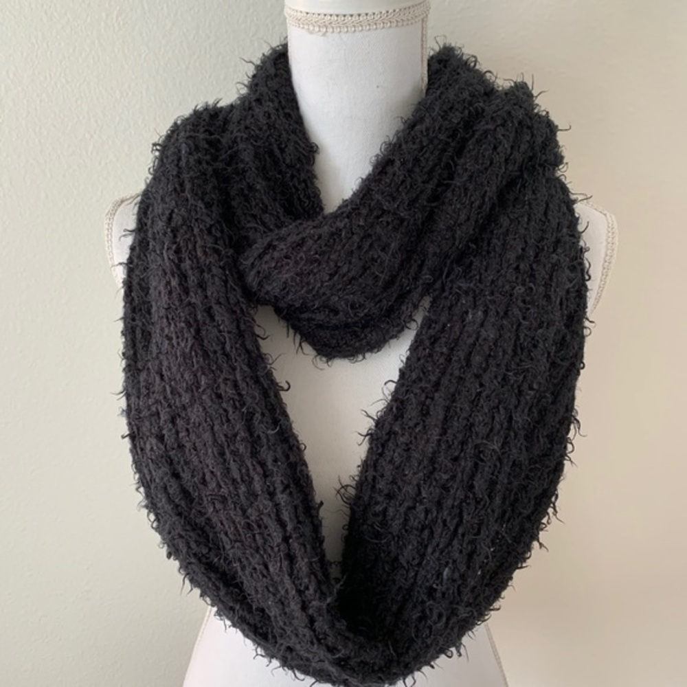 Cozy Black Knit Infinity Scarf